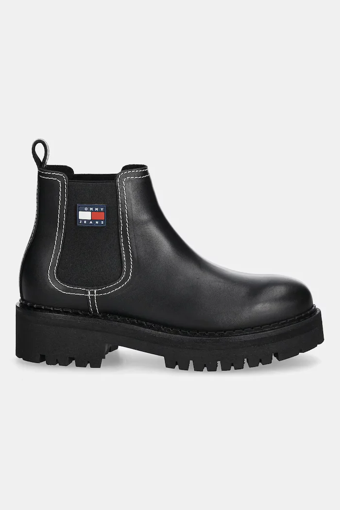 Tommy Jeans Кожени боти челси TJW URBAN CHELSEA BOOT в черно с платформа EN0EN02908