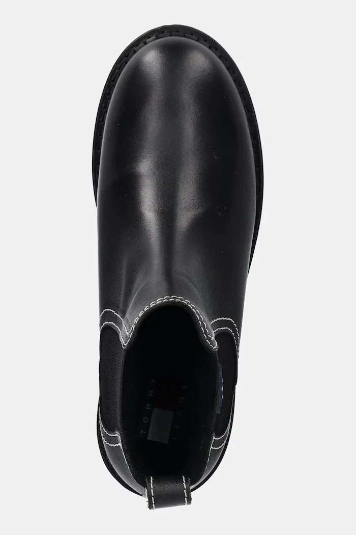 Tommy Jeans Кожени боти челси TJW URBAN CHELSEA BOOT в черно с платформа EN0EN02908