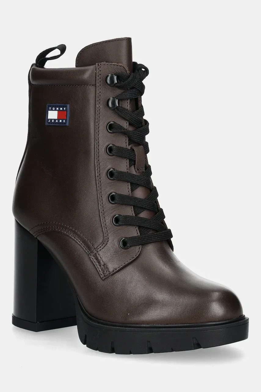 Tommy Jeans Кожени боти TJW HEEL LACE UP BOOT