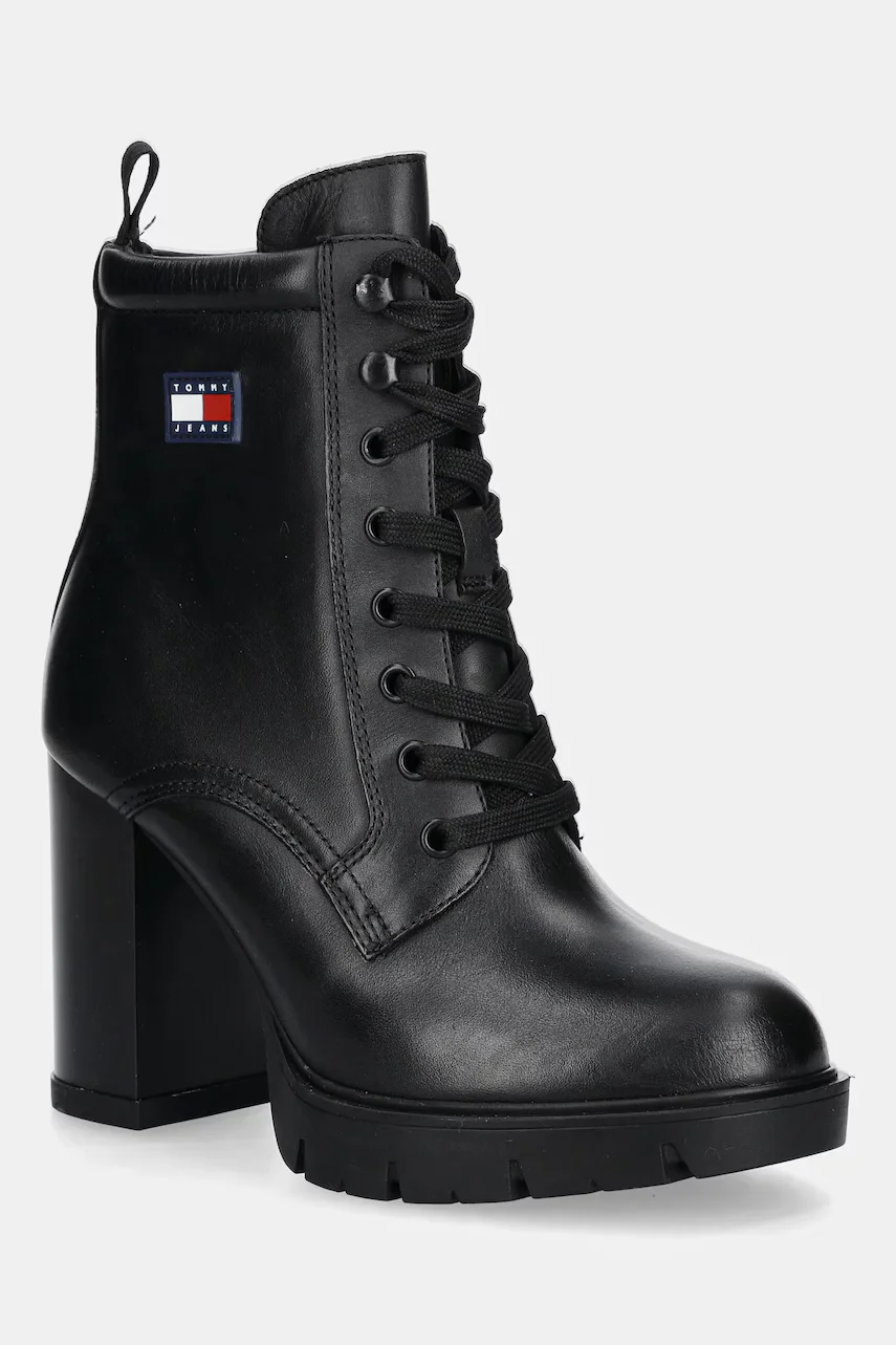 Tommy Jeans Кожени боти TJW HEEL LACE UP BOOT