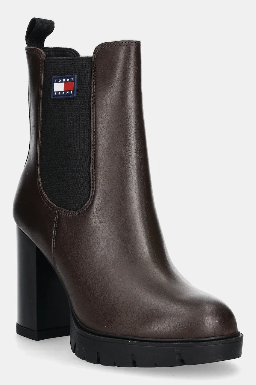 Tommy Jeans Кожени боти TJW LEATHER HEEL BOOT