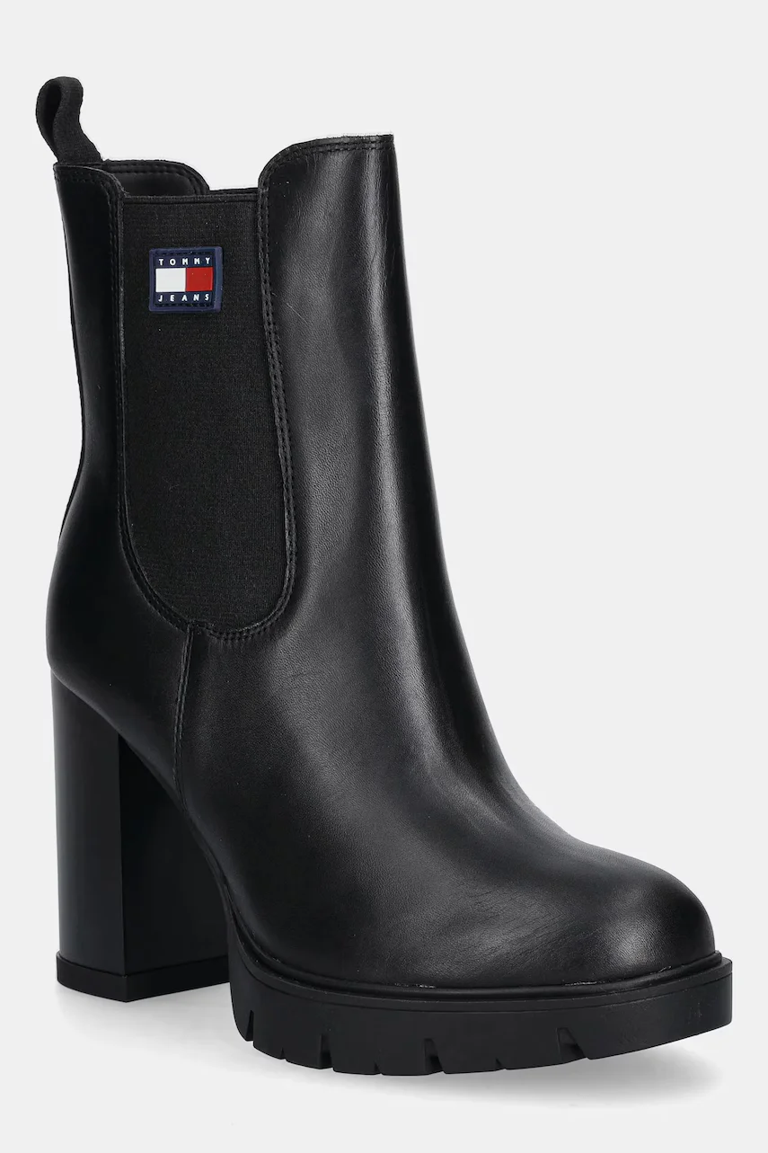 Tommy Jeans Кожени боти TJW LEATHER HEEL BOOT