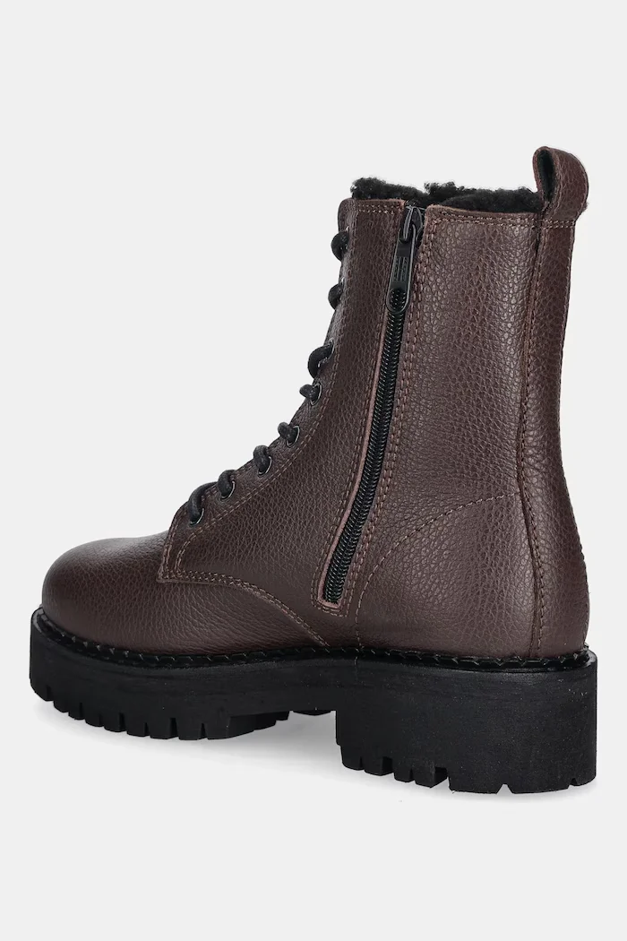 Tommy Jeans Кожени боти TJW URBAN LACEUP BOOT WL в кафяво с платформа с изолация EN0EN02906