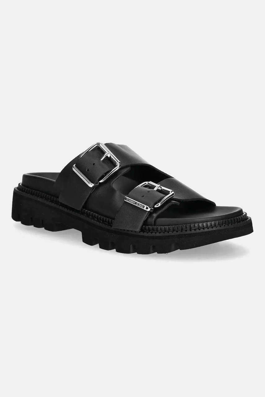 Tommy Jeans Кожени чехли DOUBLE STRAP SANDAL