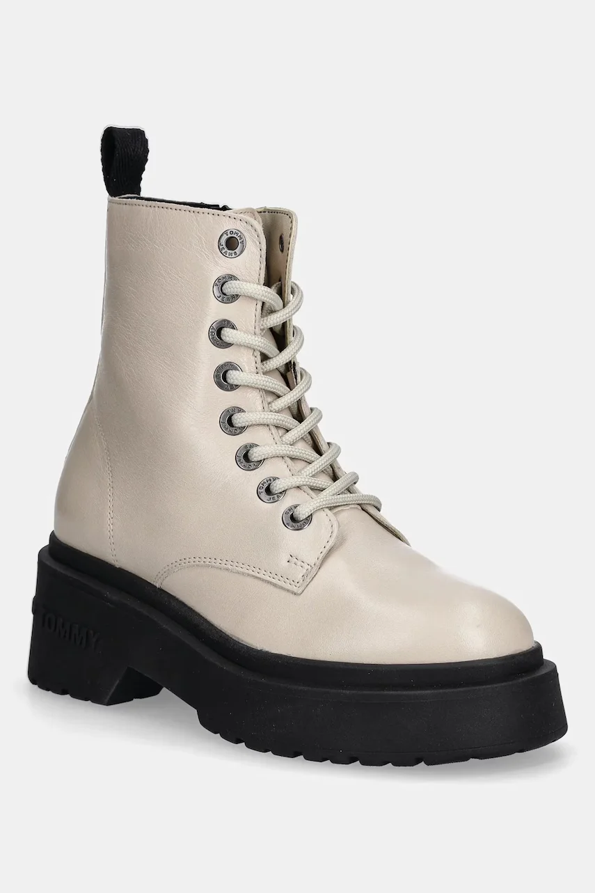 Tommy Jeans Кожени кубинки TJW CHUNKY SHINY LEATHER BOOT