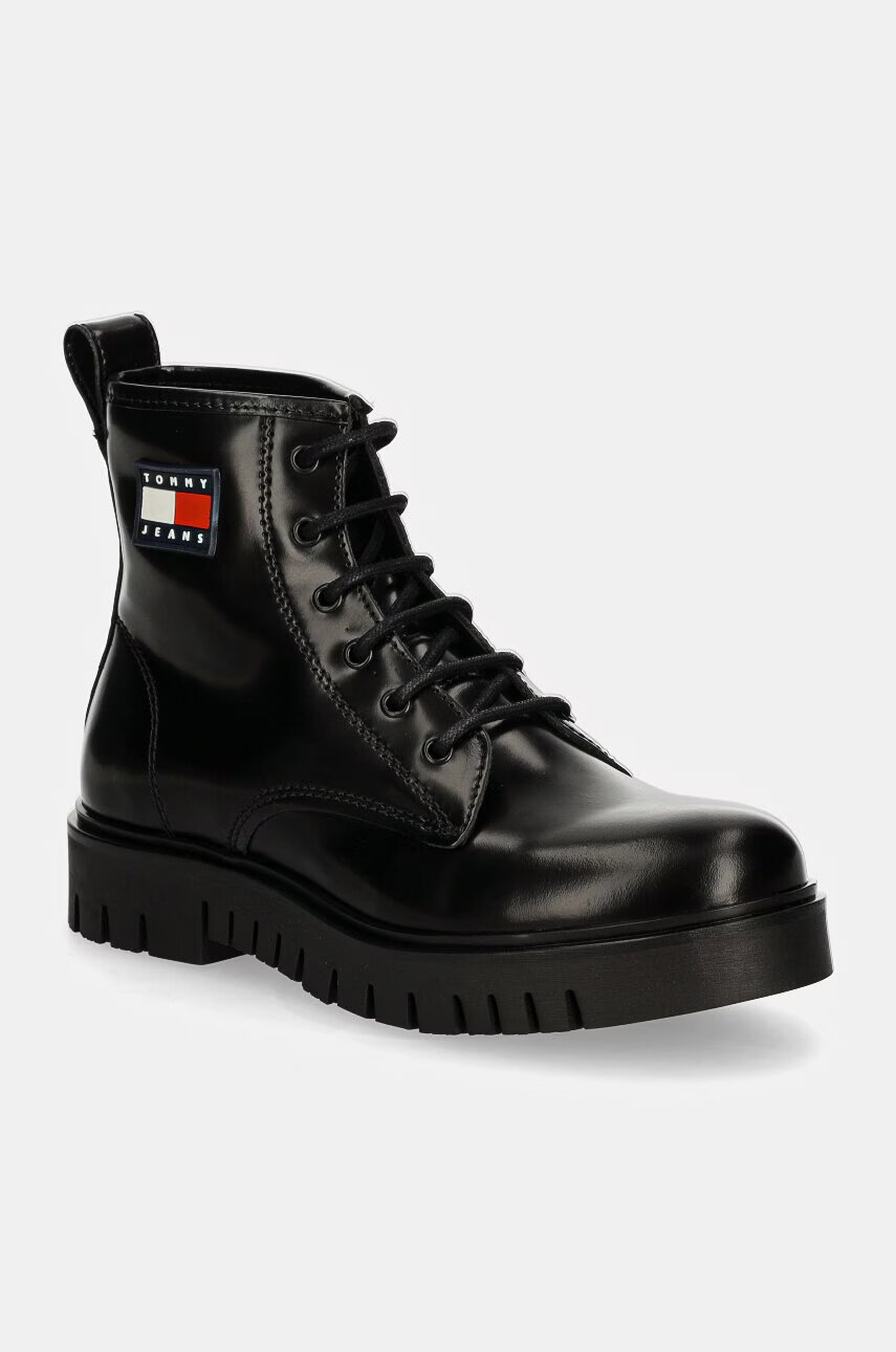 Tommy Jeans Кожени кубинки TJW LACE UP BOOT