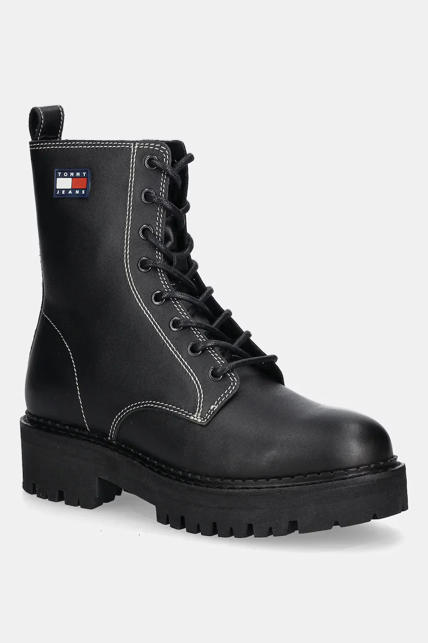 Tommy Jeans Кожени кубинки TJW URBAN LACE UP BOOT