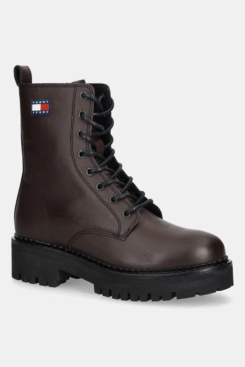 Tommy Jeans Кожени кубинки TJW URBAN LACE UP BOOT