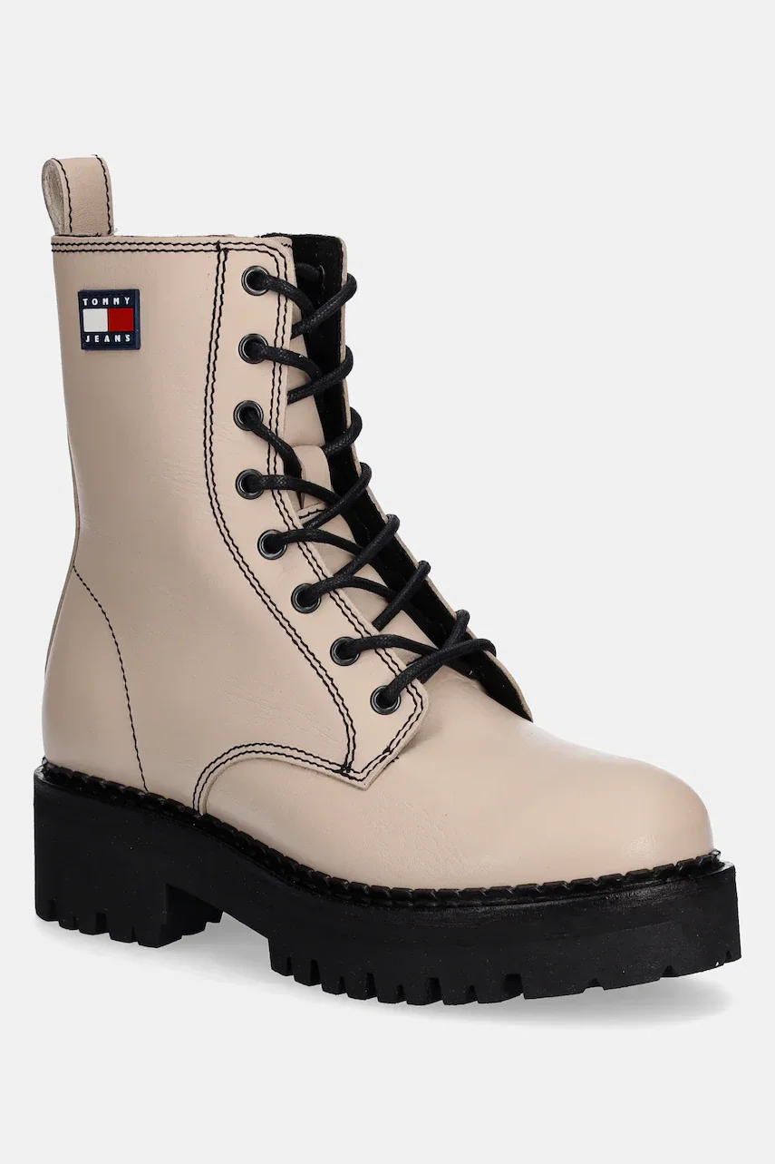 Tommy Jeans Кожени кубинки TJW URBAN LACE UP BOOT