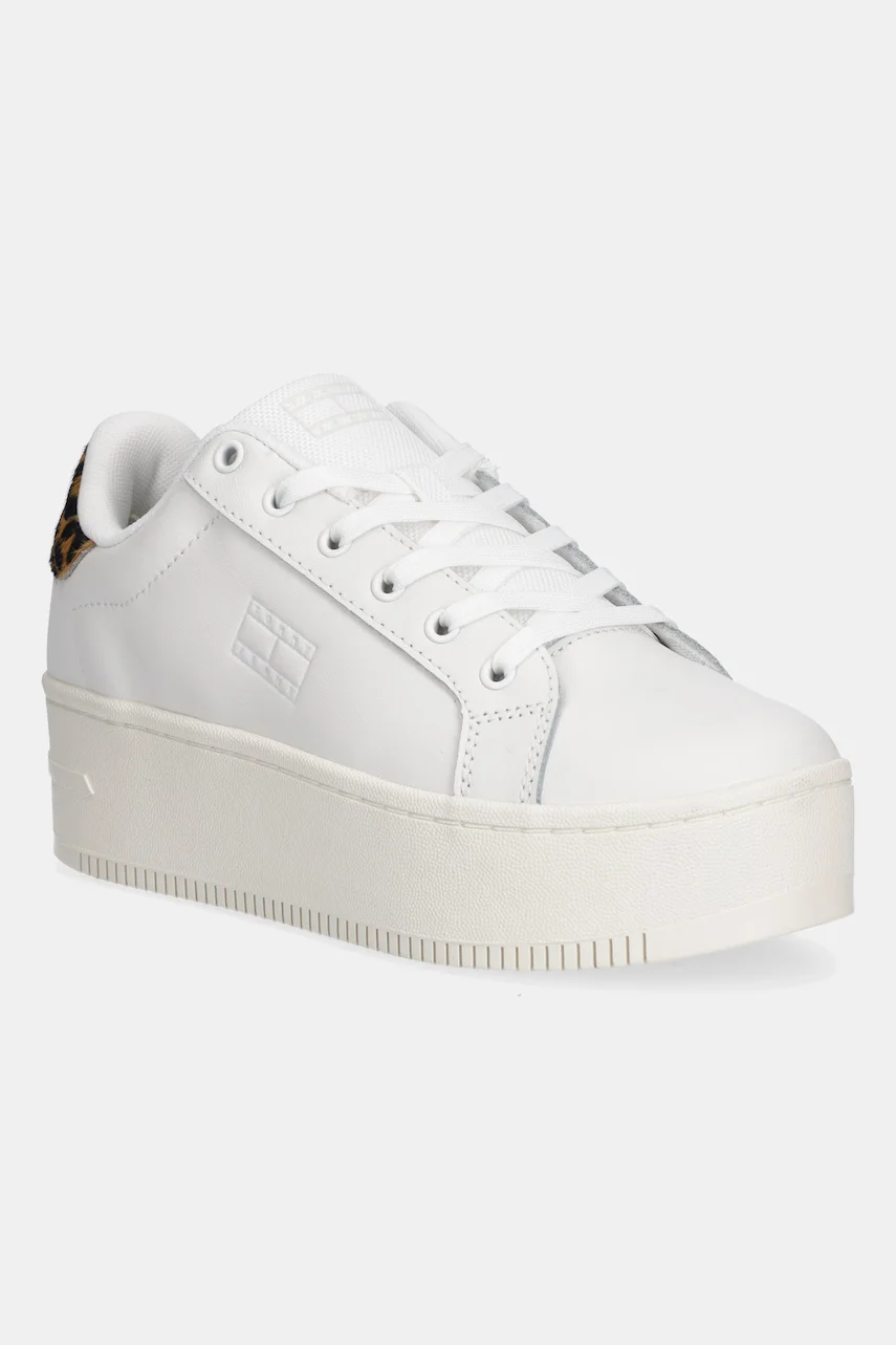 Tommy Jeans Кожени маратонки TJW FLATFORM LEOPARD SNEAKER