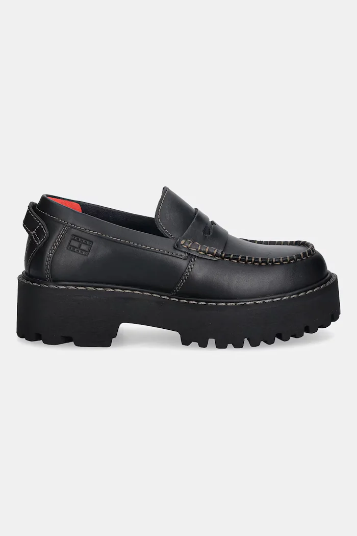 Tommy Jeans Кожени мокасини ARCHIVE 01 LOAFER LEATHER в черно с платформа EN0EN03005