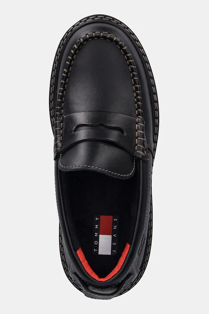 Tommy Jeans Кожени мокасини ARCHIVE 01 LOAFER LEATHER в черно с платформа EN0EN03005