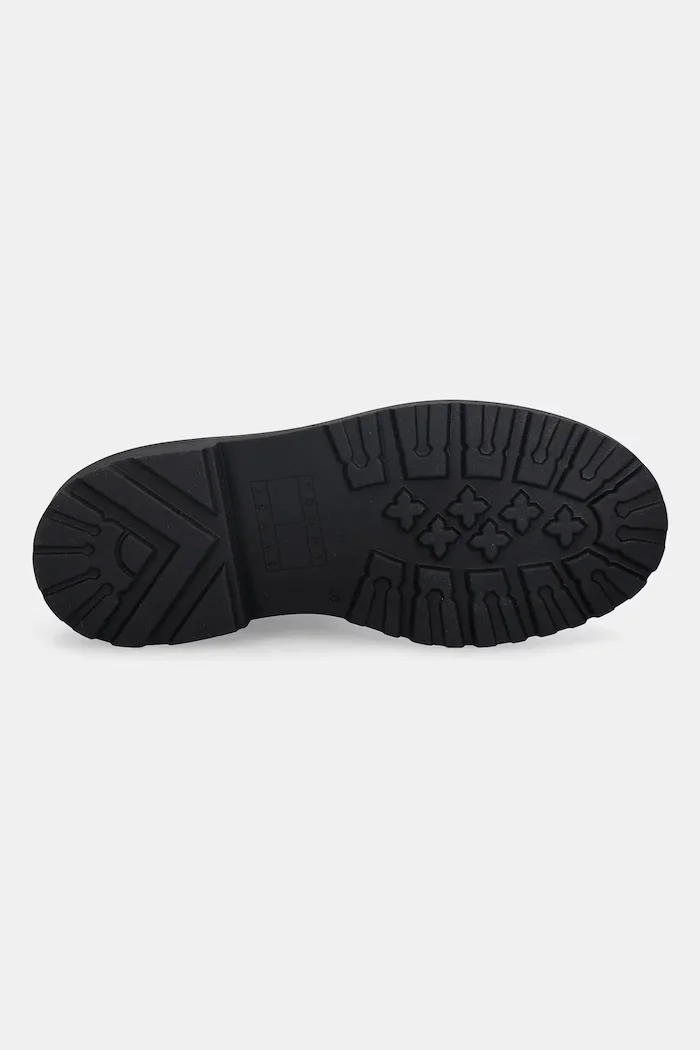 Tommy Jeans Кожени обувки TJM LACE UP RUBBERIZED мъжки в черно EM0EM01628