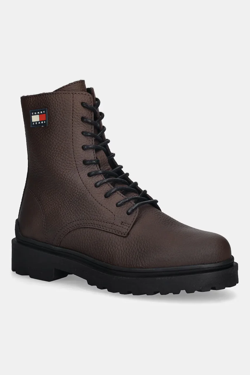 Tommy Jeans Кожени обувки TJM LACE UP TUMBLED HIGH