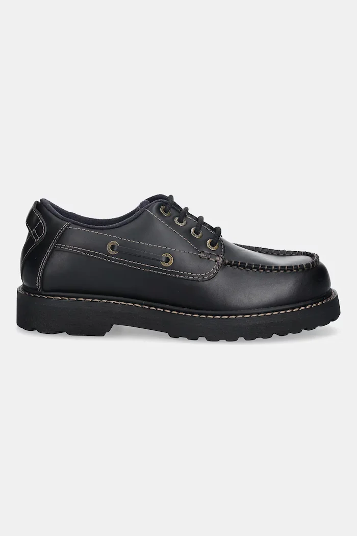 Tommy Jeans Кожени половинки обувки ARCHIVE 01 BOAT SHOE LEATHER мъжки в черно EM0EM01651