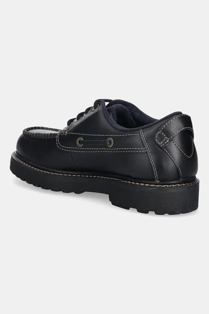 Tommy Jeans Кожени половинки обувки ARCHIVE 01 BOAT SHOE LEATHER мъжки в черно EM0EM01651