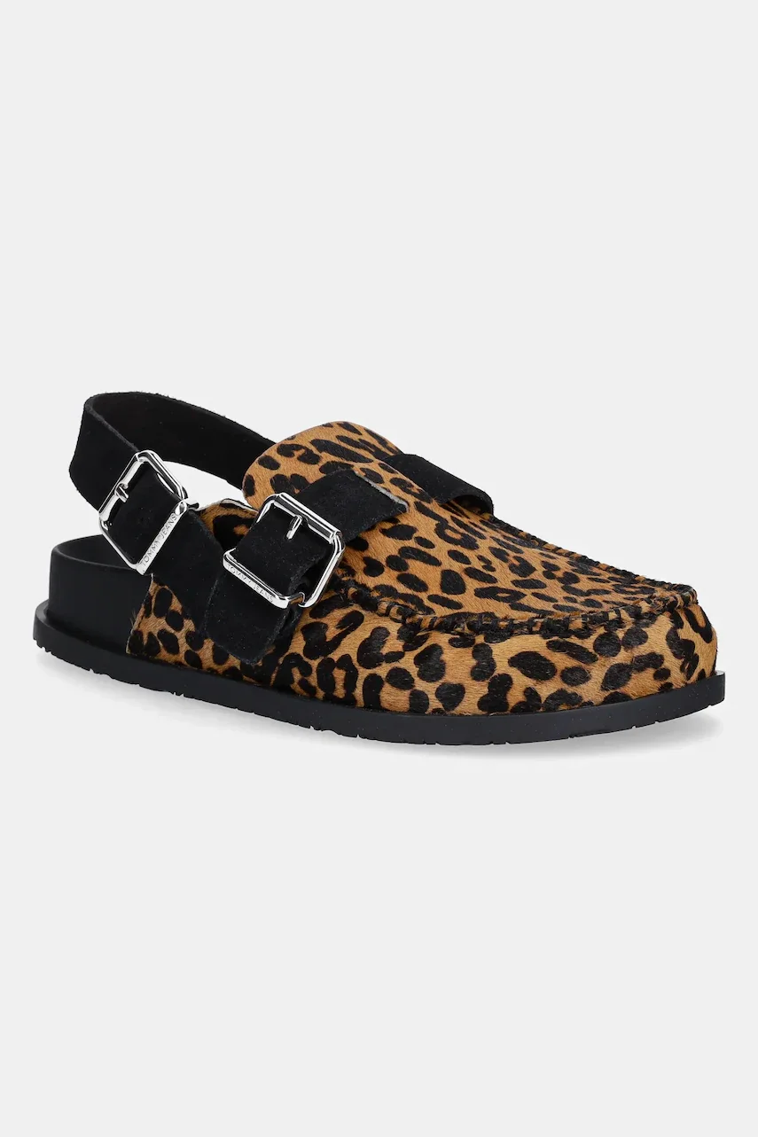 Tommy Jeans Кожени сандали TJW MULE LEOPARD