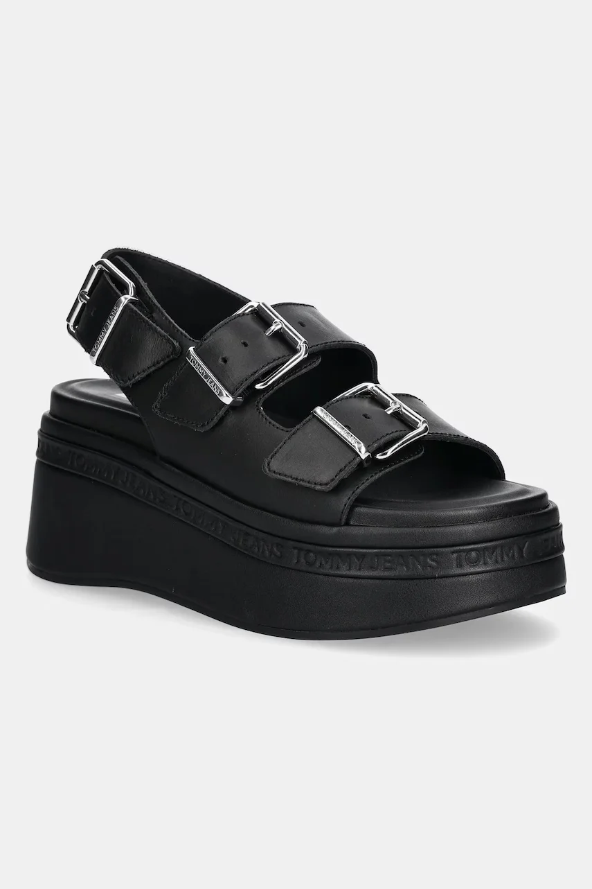 Tommy Jeans Кожени сандали WEDGE SANDAL