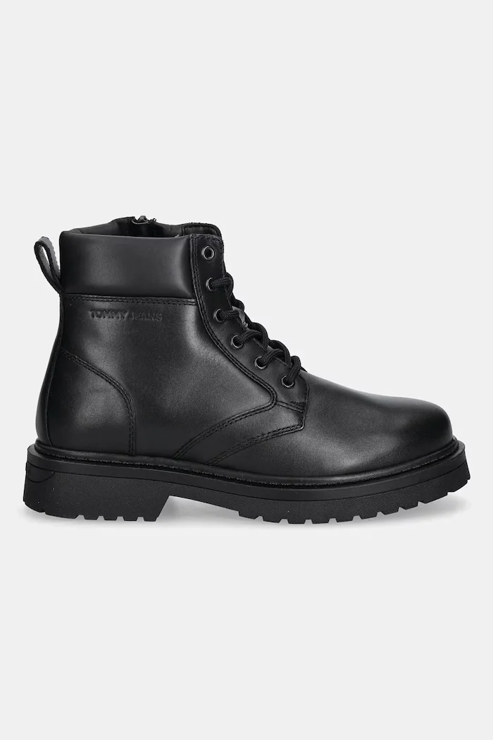 Tommy Jeans Кожени зимни обувки TJM LACE UP BOOT мъжки в черно EM0EM01706