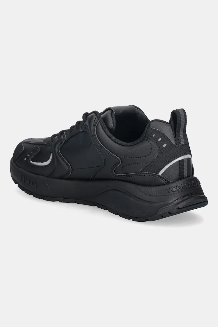 Tommy Jeans Маратонки TJM RUNNER LEATHER мъжки в черно EM0EM01621