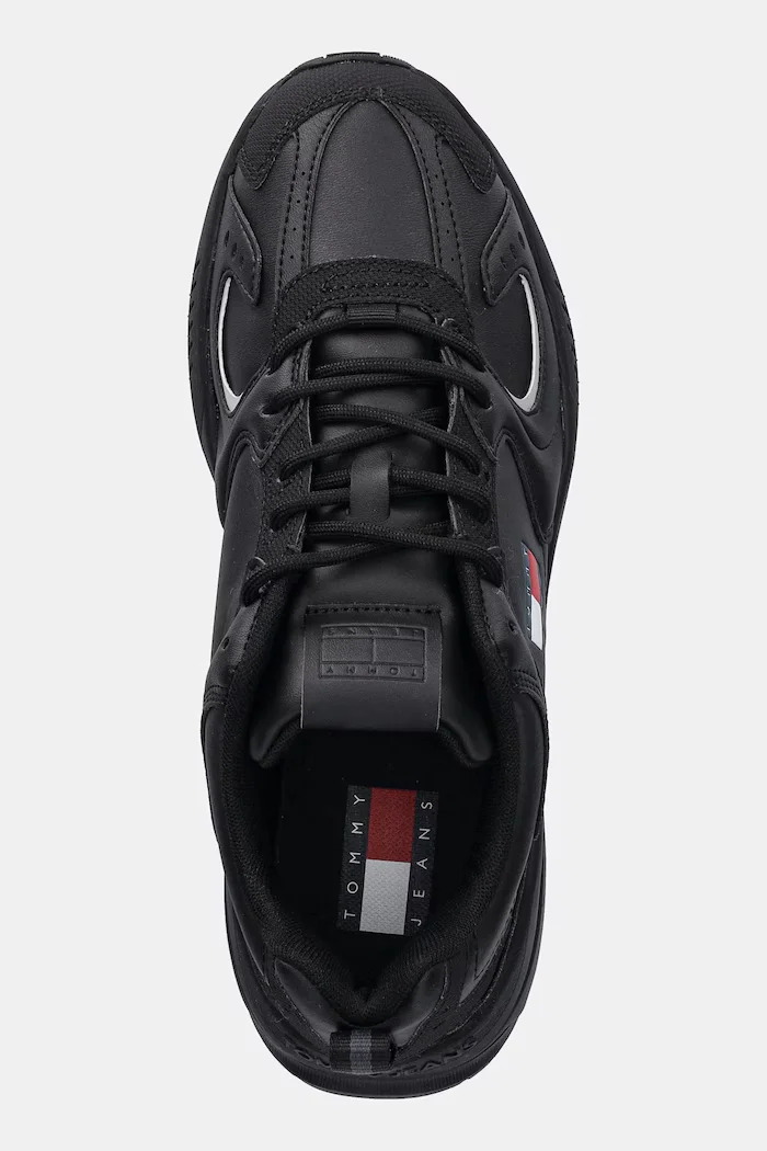 Tommy Jeans Маратонки TJM RUNNER LEATHER мъжки в черно EM0EM01621