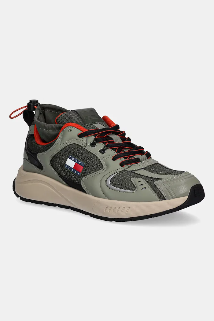 Tommy Jeans Маратонки TJM RUNNER MIX MATERIAL мъжки в зелено EM0EM01620