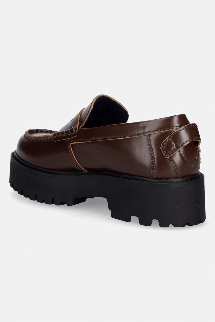 Tommy Jeans мокасини дамски кожени ARCHIVE '01 LEATHER LOAFER кафяви EN0EN03022