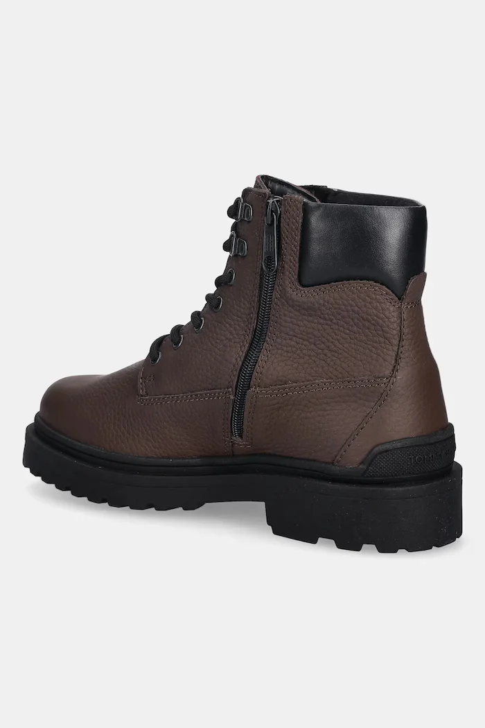 Tommy Jeans Обувки TJM LACE UP BOOT LEATHER мъжки в кафяво EM0EM01629