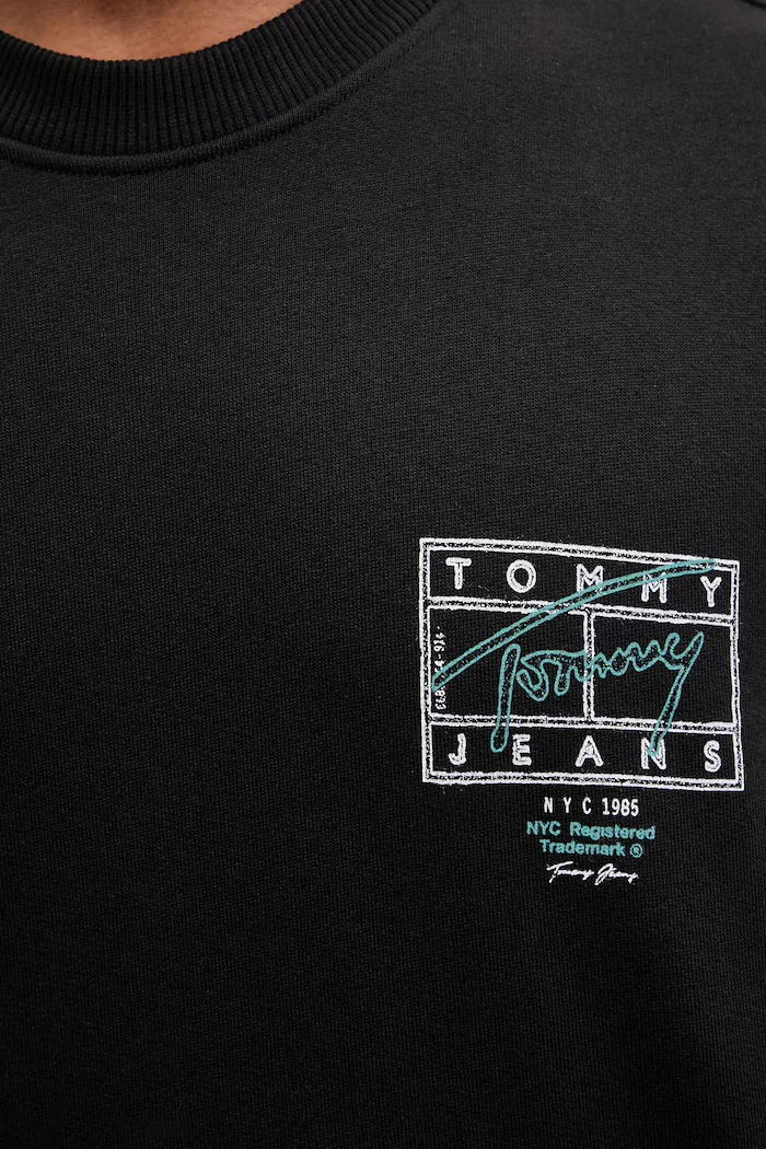 Tommy Jeans Памучен суичър мъжки в черно с принт DM0DM22366