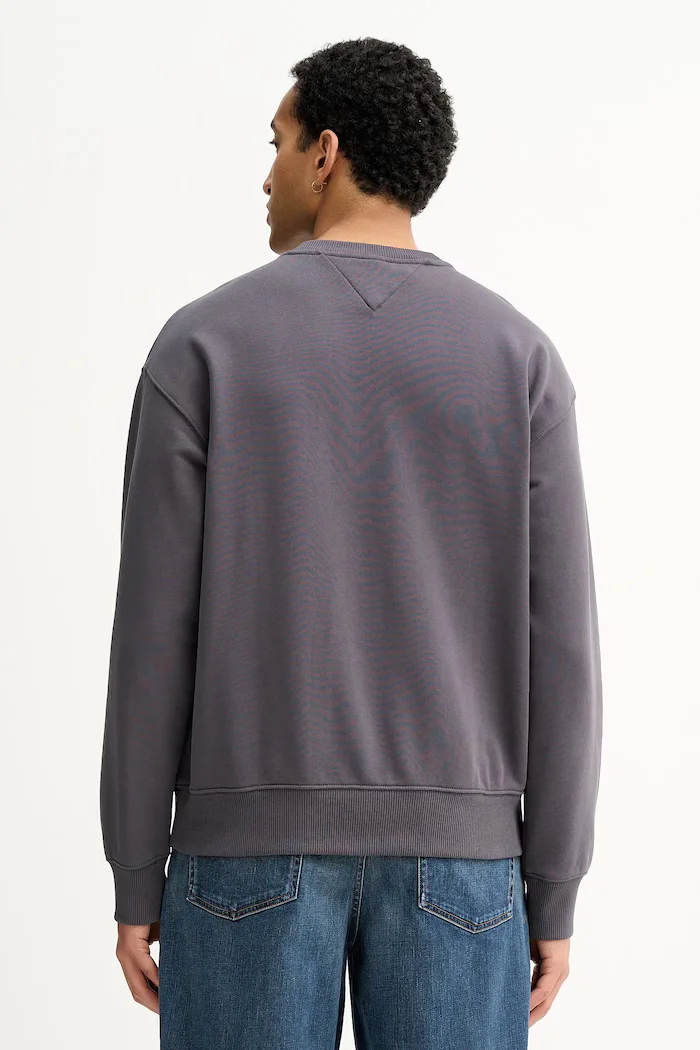 Tommy Jeans Памучен суичър мъжки в сиво с меланжов десен DN0DN00054