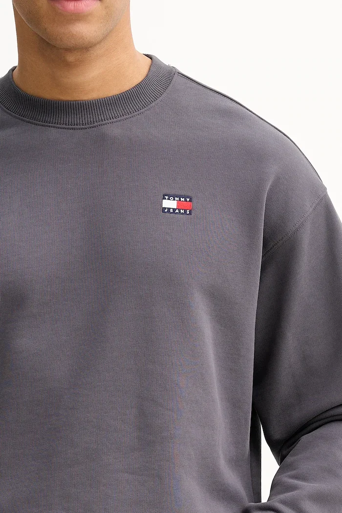 Tommy Jeans Памучен суичър мъжки в сиво с меланжов десен DN0DN00054