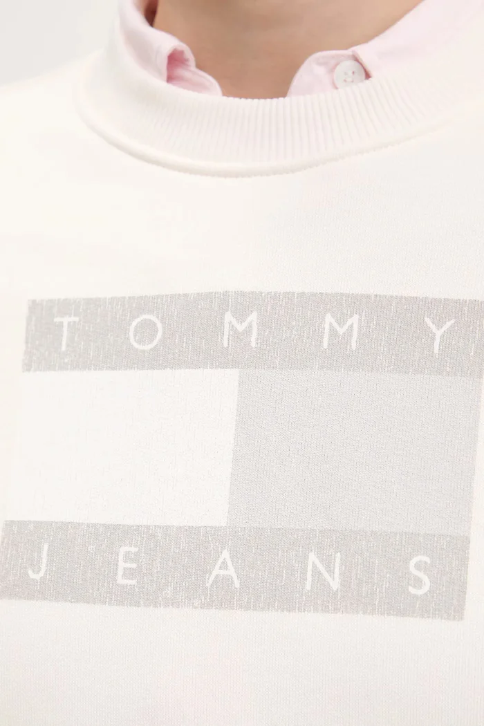 Tommy Jeans Памучен суичър в бежово с принт DW0DW22564