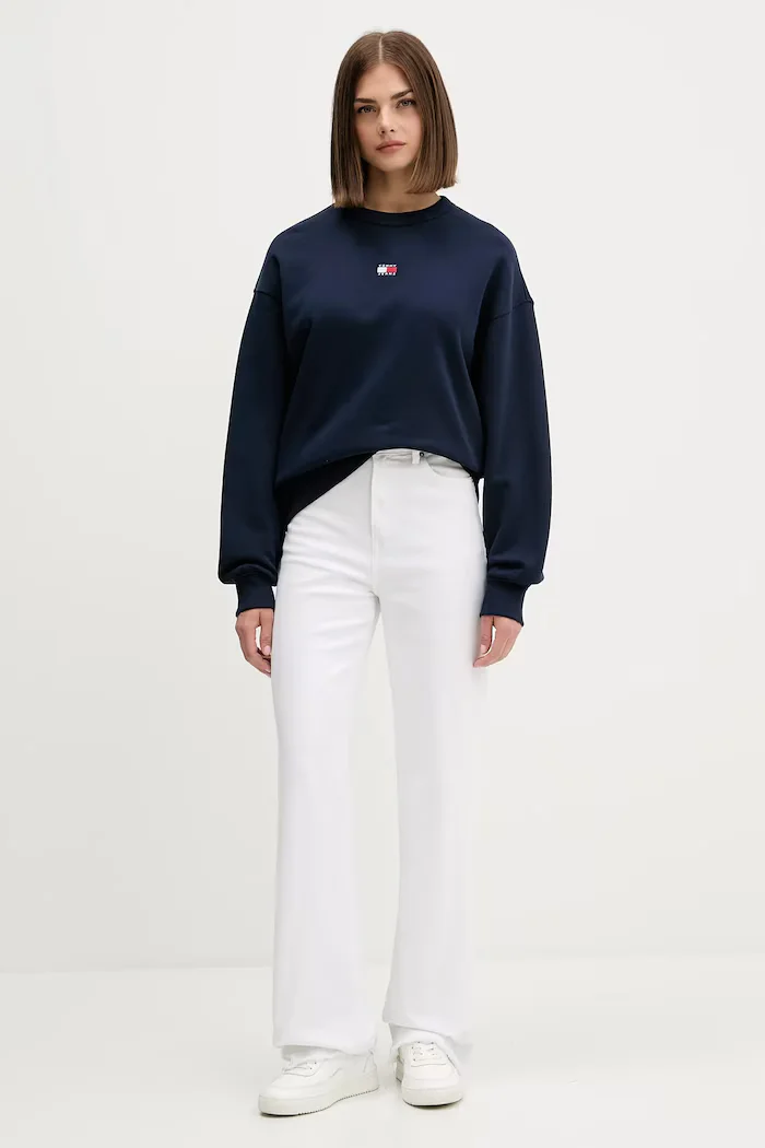 Tommy Jeans Памучен суичър в черно с апликация DW0DW17325
