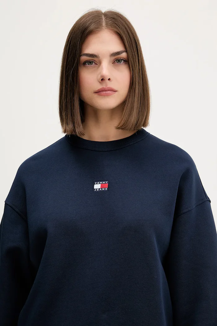 Tommy Jeans Памучен суичър в черно с апликация DW0DW17325
