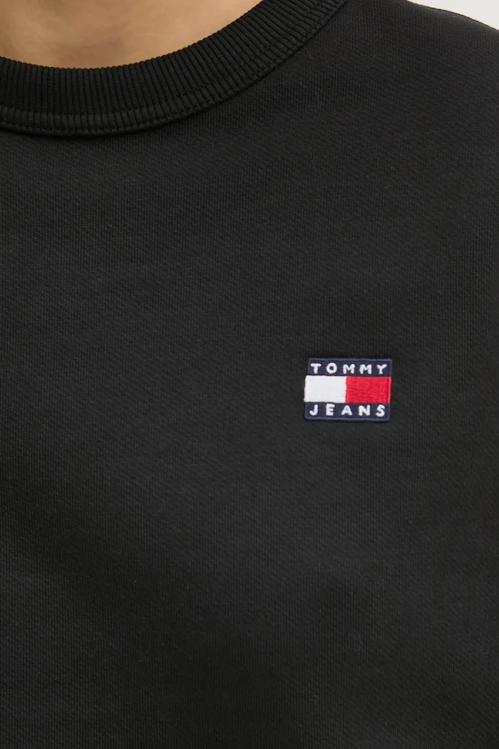 Tommy Jeans Памучен суичър в черно с изчистен дизайн DW0DW19408