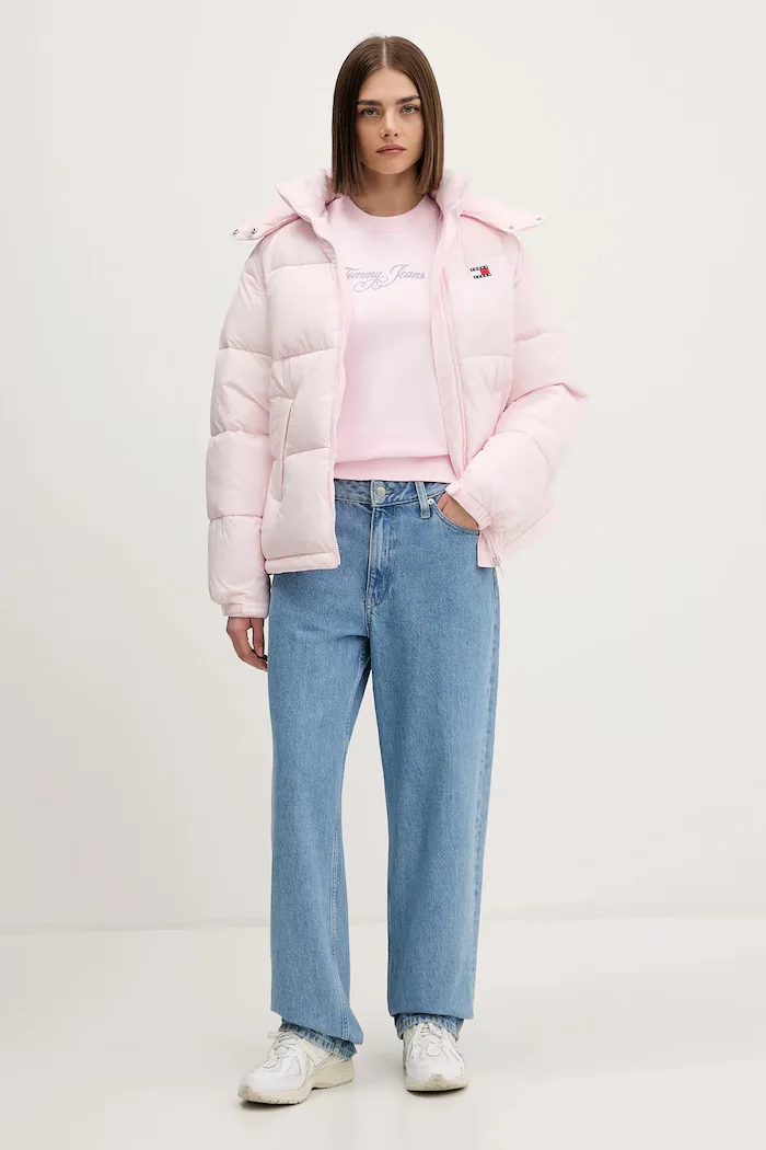 Tommy Jeans Памучен суичър в розово с принт DW0DW21922