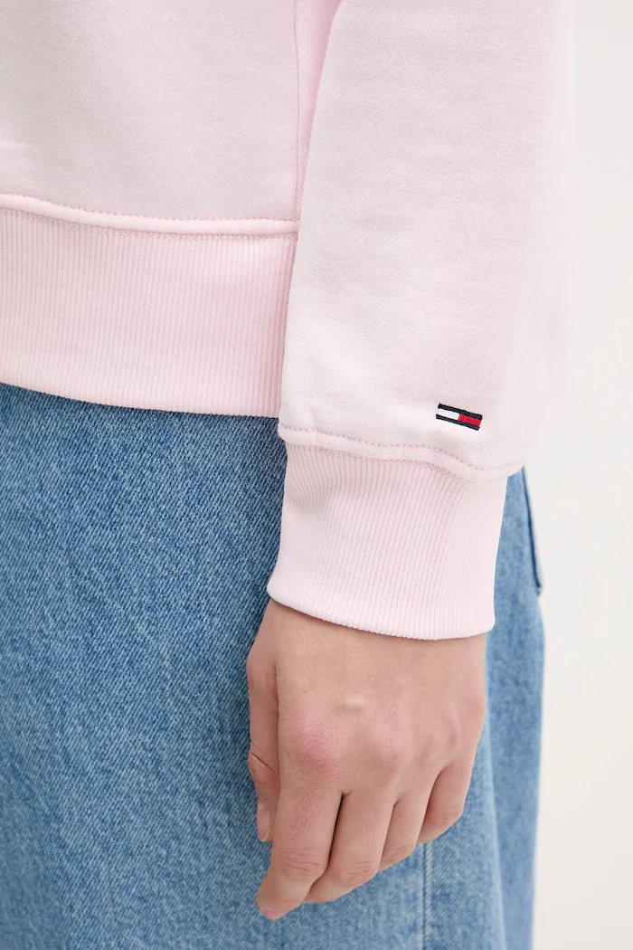 Tommy Jeans Памучен суичър в розово с принт DW0DW21922