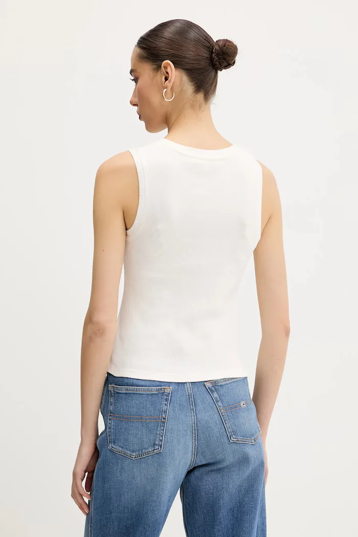 Tommy Jeans Памучен топ в бежово DW0DW21369