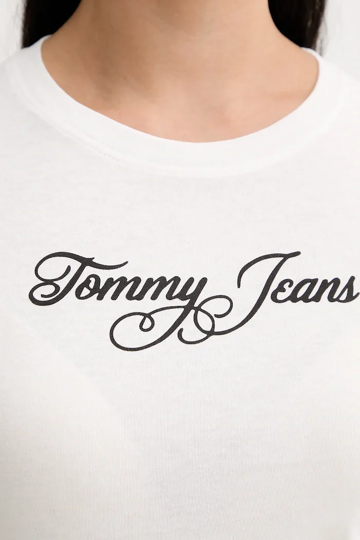 Tommy Jeans Памучна блуза с дълги ръкави в бежово DW0DW21844
