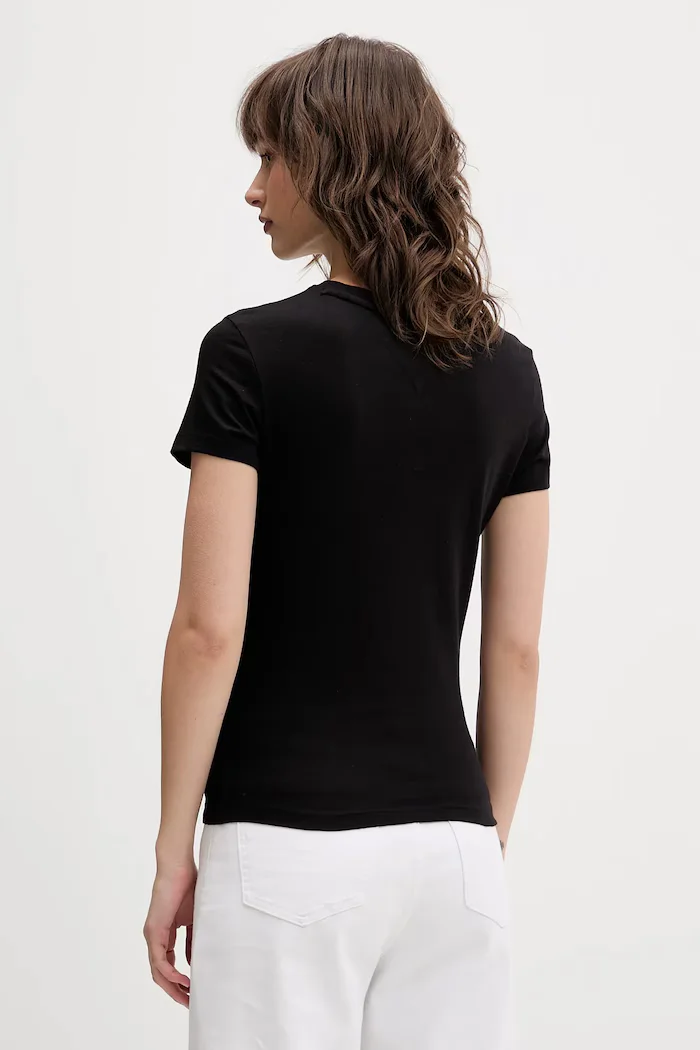 Tommy Jeans Памучна тениска дамска в черно DW0DW21550