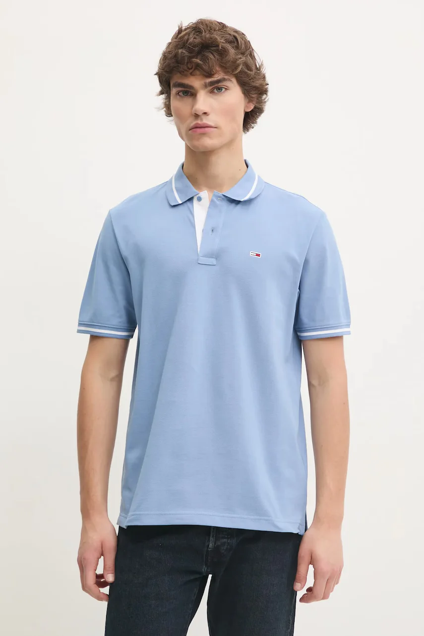 Tommy Jeans Памучна тениска с яка