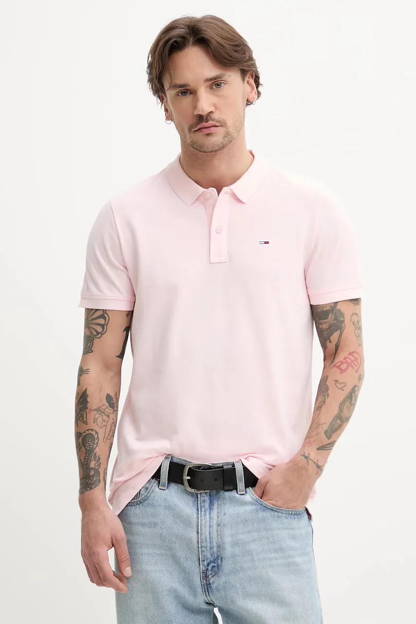 Tommy Jeans Памучна тениска с яка