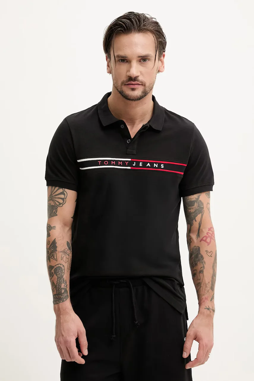 Tommy Jeans Памучна тениска с яка