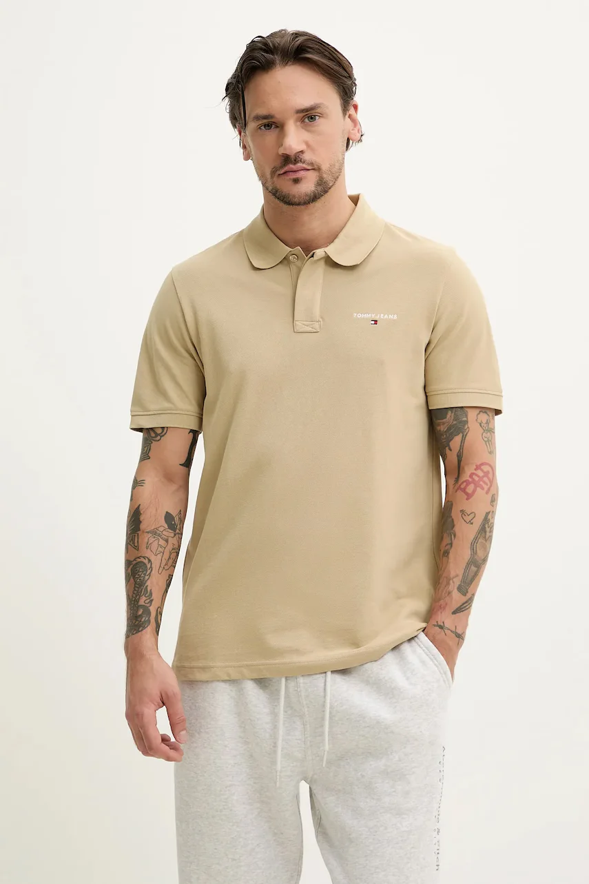 Tommy Jeans Памучна тениска с яка