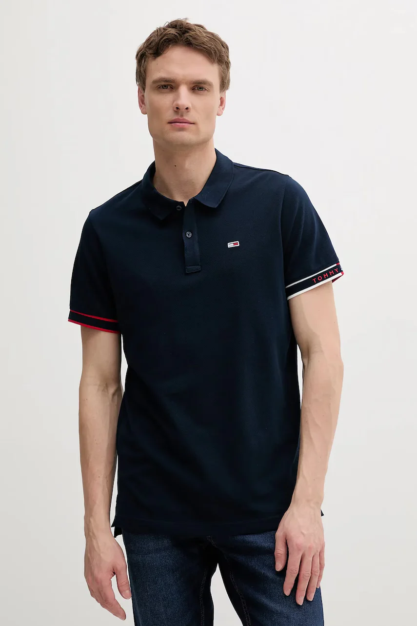 Tommy Jeans Памучна тениска с яка