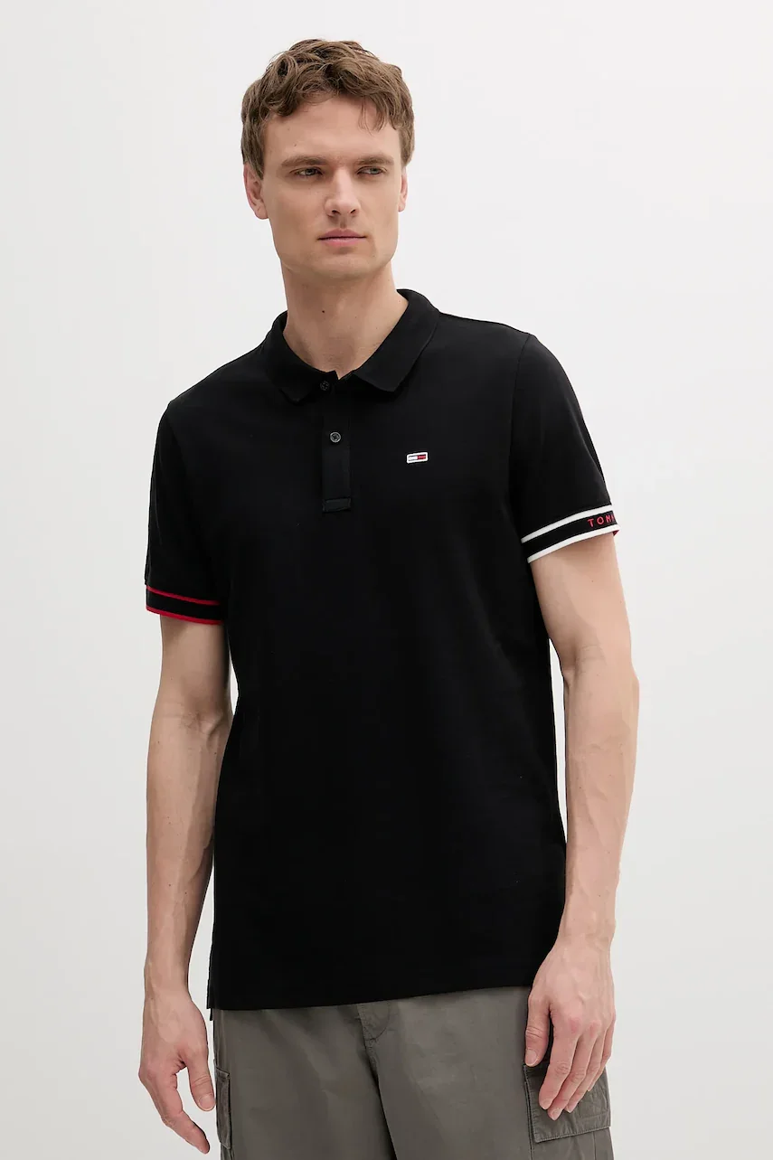 Tommy Jeans Памучна тениска с яка