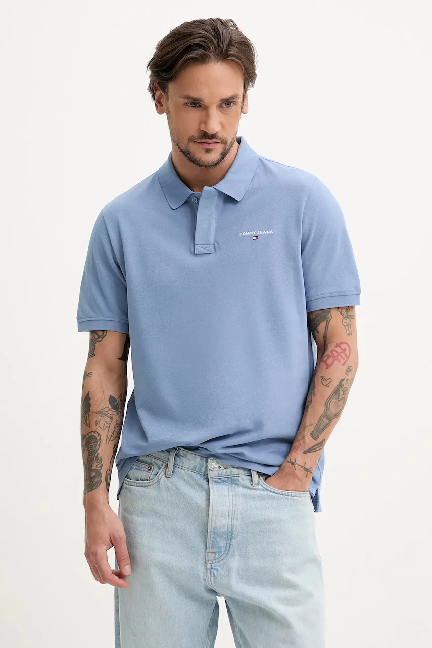 Tommy Jeans Памучна тениска с яка