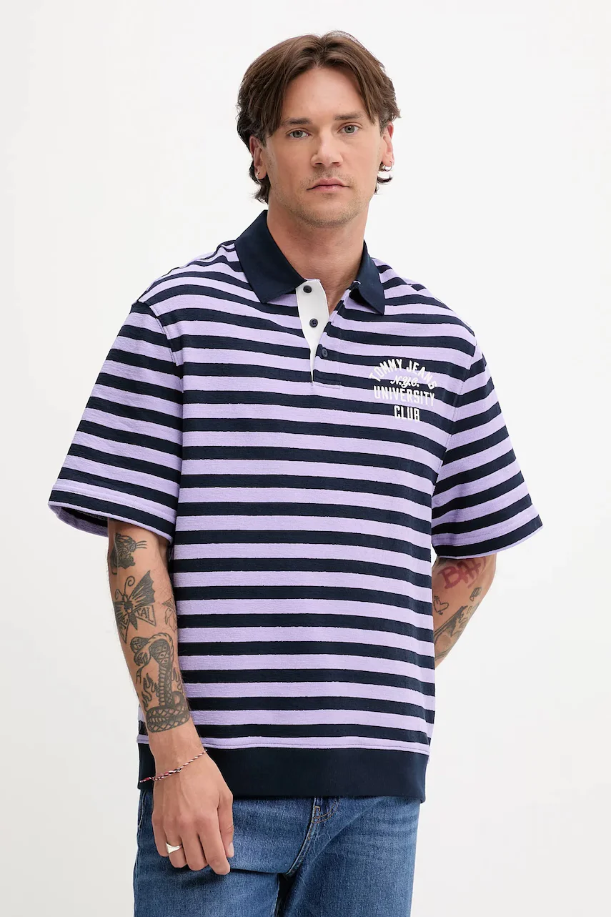 Tommy Jeans Памучна тениска с яка