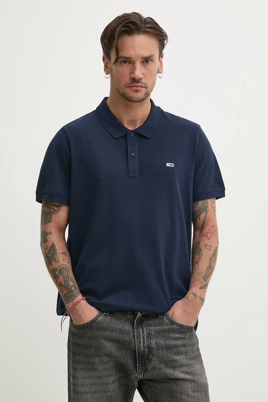Tommy Jeans Памучна тениска с яка