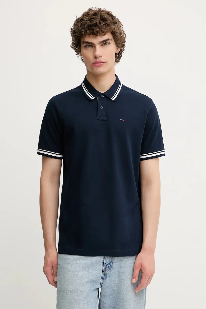 Tommy Jeans Памучна тениска с яка